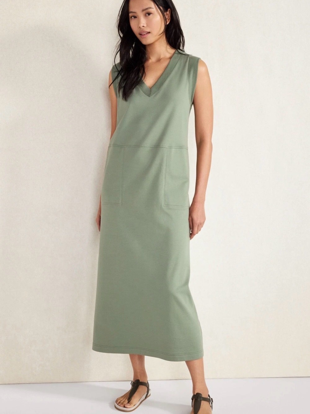 Haven Well Within  Sleeveless V-Neck Maxi Dress Organic Cotton